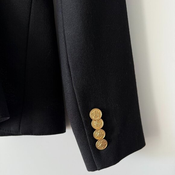 Smythe One-Button Black Wool Blazer – Size 4 – Made in Canada 🇨🇦 - Picture 3 of 7